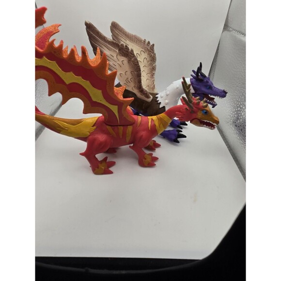SDE Shantou Winged Dragon Figures Lot Of 2 One Orange And One Purple - Picture 3 of 5